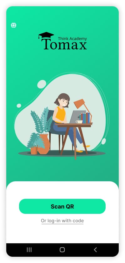 Tomax mobile app login screen